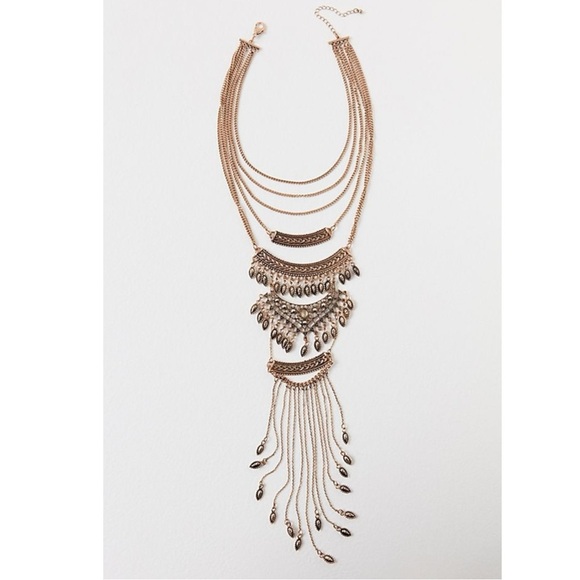 Free People Bohemian Layered Necklace Gold NWT Festival Western Witchy 70s - Picture 7 of 17